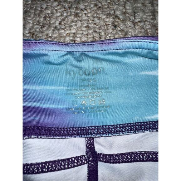 Womens KYODAN LADIES PURPLE AND Blue Crop Capri Yoga Gym LEGGINGS.  SZ XS - Picture 4 of 5